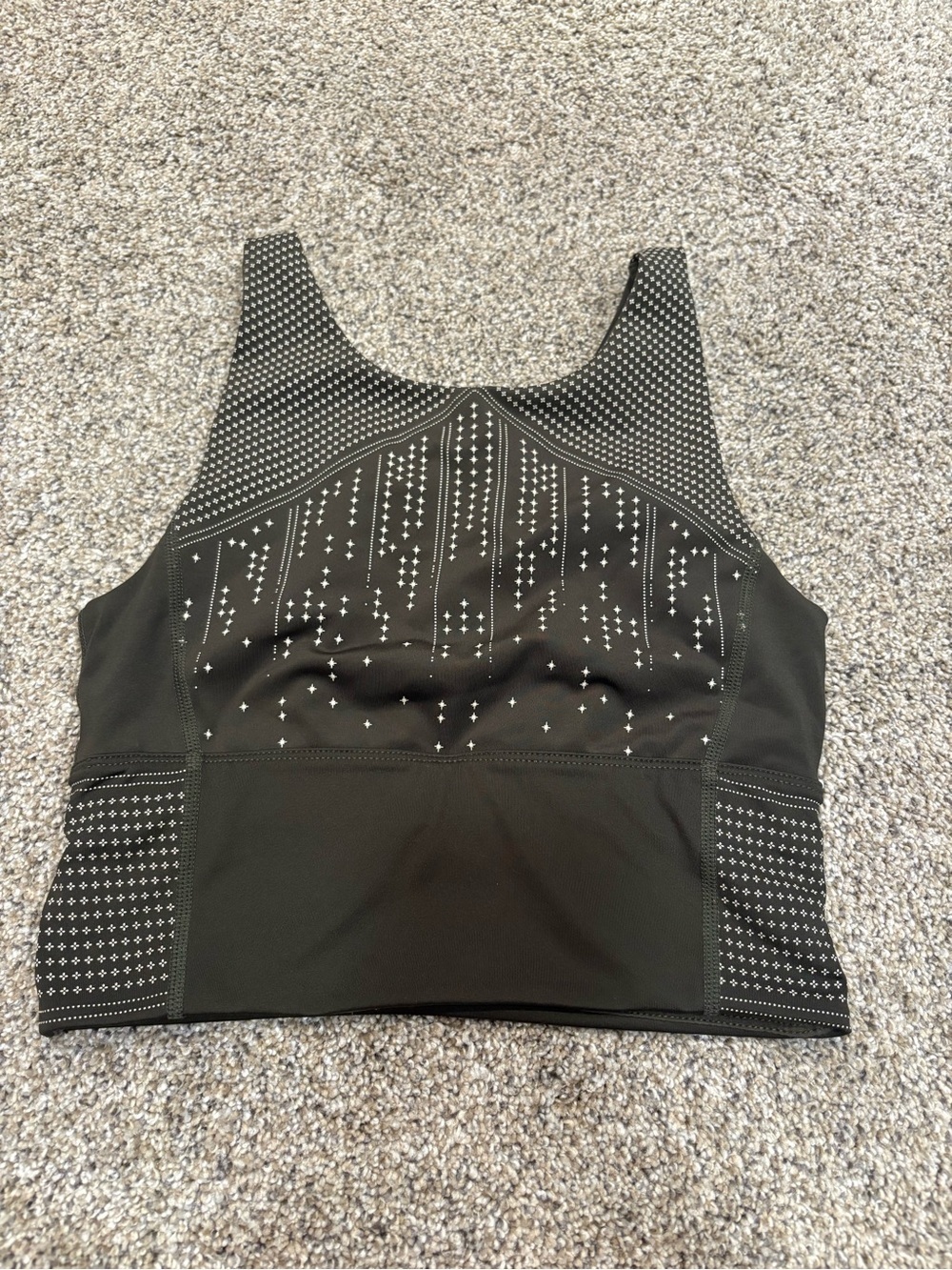 NIMBLE green patterned work out bra tank size XS